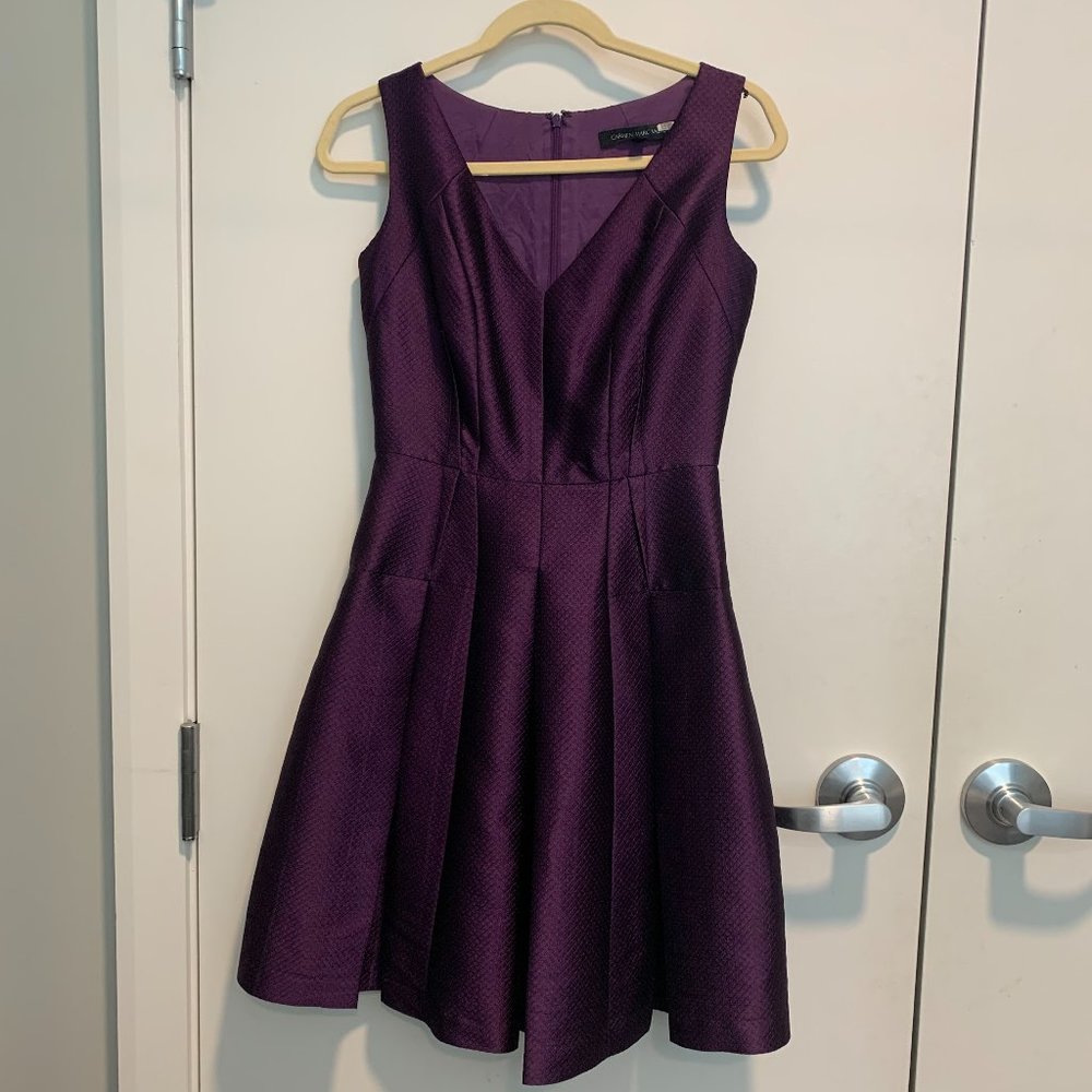 Carmen Marc Valco Purple Metallic Cocktail Dress Size 2